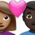 👩🏽‍❤️‍👨🏿 couple with heart: woman, man, medium skin tone, dark skin tone display on Apple